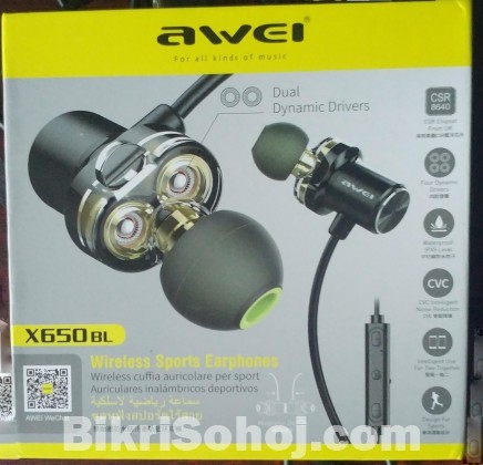awei x650 Bluetooth magnetic dual drive sports headphone